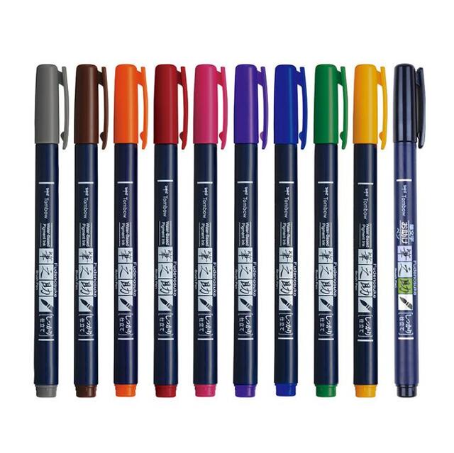 Tombow Brush Pens Scriptliner Water-Based Pigment Ink Calligraphy Lettering  Brush Marker Pens Markers Fudenosuke Pens Japan - AliExpress